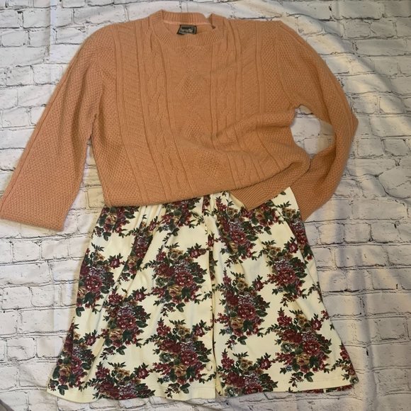 90s Vintage Petite Cotton Button up Floral Skirt, size M - Picture 7 of 8